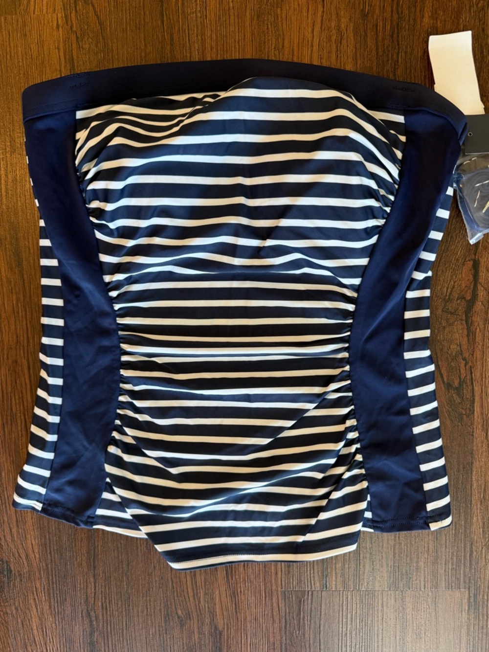 Lands End Women’s Swim Navy & White Striped Convertible Top NWT - Picture 1 of 3
